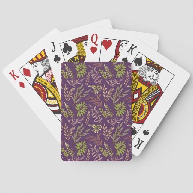 Botaniska blad: En fantastisk lila bakgrund Casinokort (Baksidan)