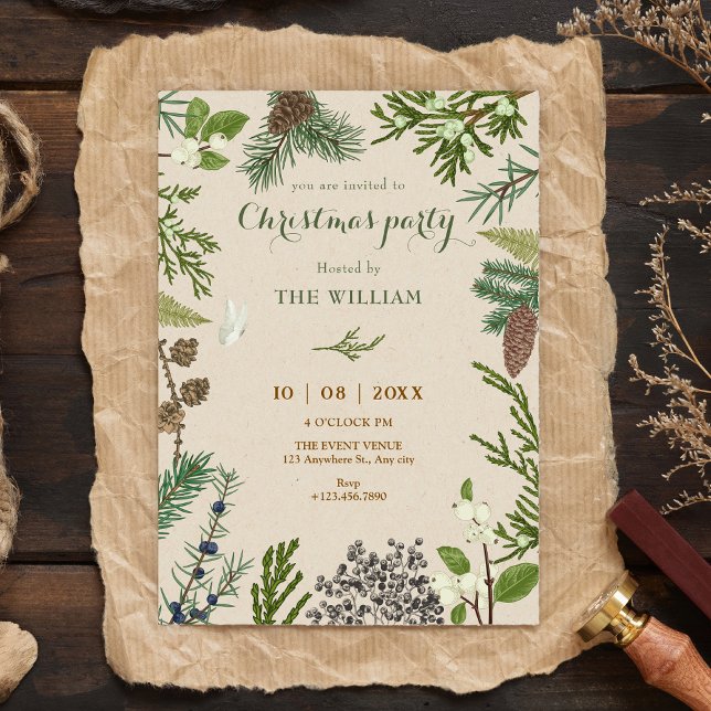 Botaniska blad jul  inbjudningar (Skapare uppladdad)