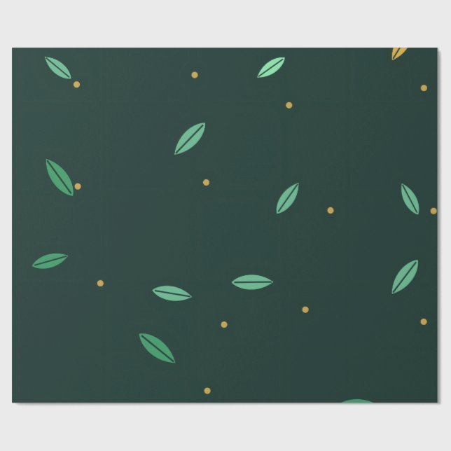 Botaniska blad Mörkgrön sömlös mönster Presentpapper (Platt)