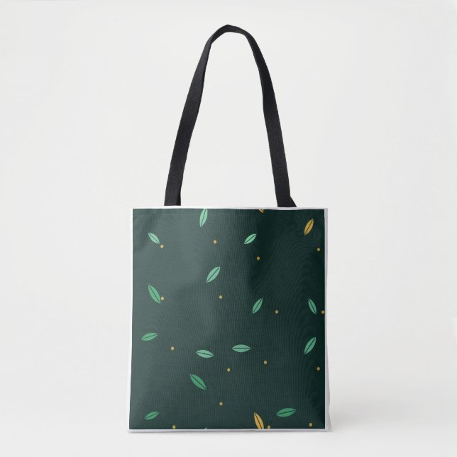 Botaniska blad Mörkgrön sömlös mönster Tygkasse (Framsida)