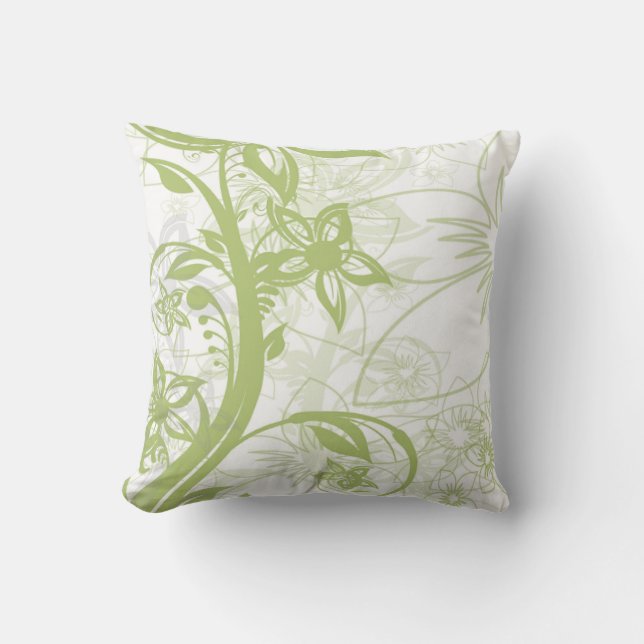 Botaniska bliss Grönt Flora dekorativ bomull Kudde (Framsida)