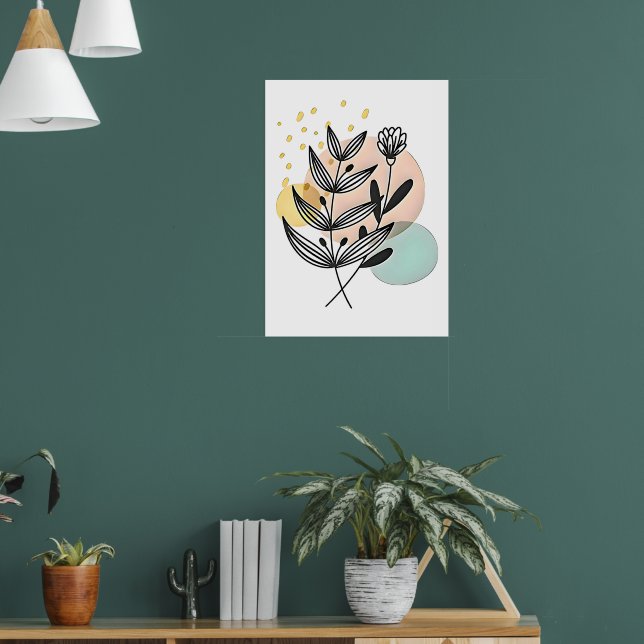 Botaniska bliss - minimal Blommigt Art Poster (Vardagsrum 1)