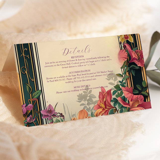 Botaniska Bliss Wildblommor Art nouveau Bröllop Tilläggskort (Skapare uppladdad)