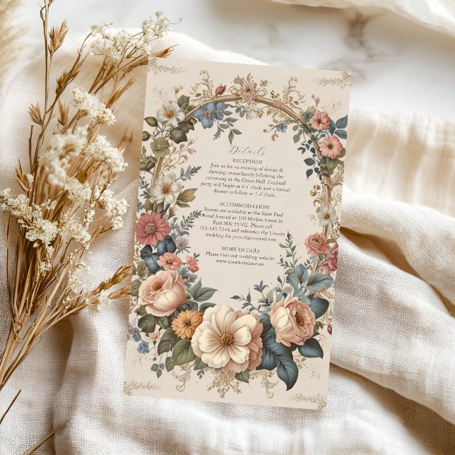 Botaniska Bliss Wildblommor Art nouveau Bröllop Tilläggskort (Skapare uppladdad)