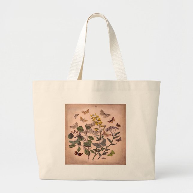 Botaniska blom- illustrationvildblommar för jumbo tygkasse (Framsidan)