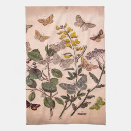 Botaniska blom- illustrationvildblommar för kökshandduk