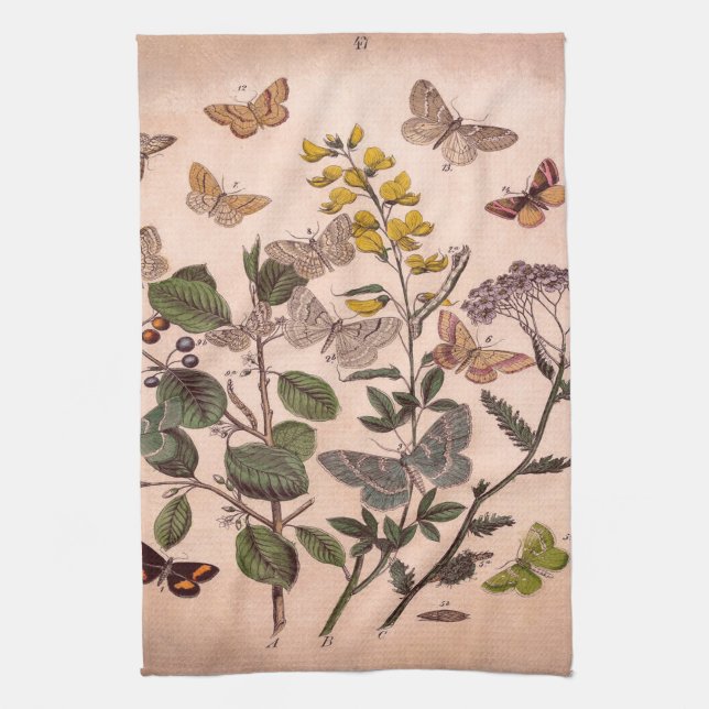 Botaniska blom- illustrationvildblommar för kökshandduk (Vertikal)