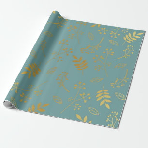Botaniska blom- löv Faux somguld omkullkastar, Presentpapper