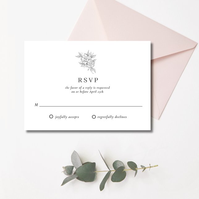 Botaniska blomman Monogram Bröllop OSA Kort (Botanical Flower Monogram Wedding RSVP Card)