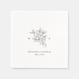 Botaniska blomman Monogram Bröllop Pappersservett