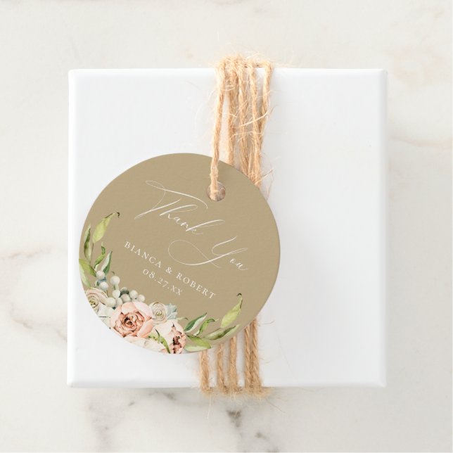 Botaniska Blommiga Bröllop Tack Gåvor Märken Etiketter (På plats)