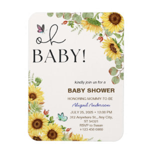 Botaniska Blommiga Flickor Bebis Shower Inbjudning Magnet