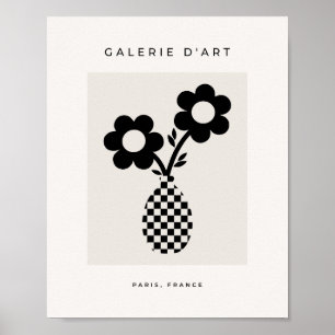 Botaniska Blommigten Black och Beige Poster