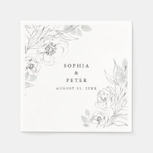 Botaniska Blommigten Illustration Bröllop Pappersservett