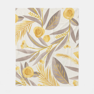 Botaniska Blommigten Pappra Struktur Mönster Fleecefilt