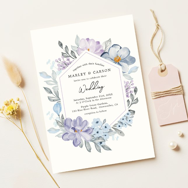 Botaniska  Blommigten Ram Romantic Bröllop Inbjudningar (Skapare uppladdad)