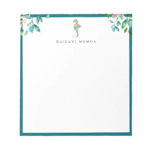 Botaniska Blommigten Seahorse Logotyp Blue Ram Anteckningsblock