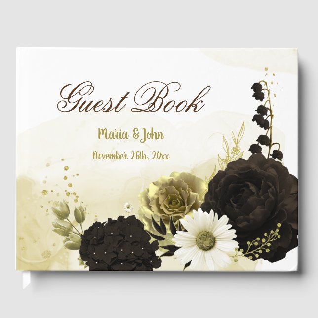 botaniska blommor från fantastisk brunelfenben gul gästböcker (Framsida)