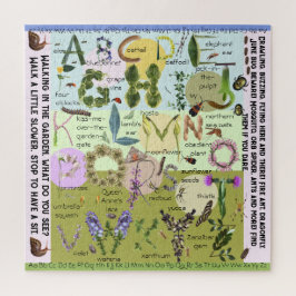 Botaniska blommor och Kryp ABC Alphabet Puzzle Pussel