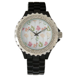 Botaniska blommor skriver ut den traditionella stu armbandsur