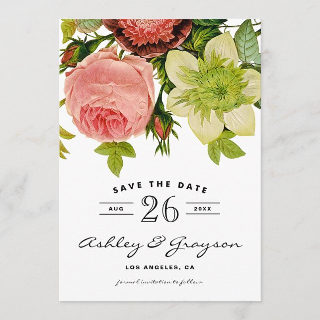 Botaniska blommor Spara datum meddelande (Framsida)