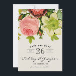 Botaniska blommor sparar datum tillkännagivande II Spara Datumet<br><div class="desc">Rustik save the date tillkännagivande med vintage peonior,  rosor och andra blommor. Perfekt för vintage-,  bohemiska eller shabby chic-teman bröllop. Matchande artiklar finns tillgängliga i min butik.</div>