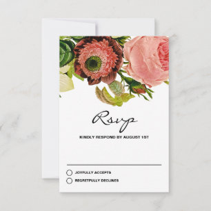 Botaniska blommor Vintage bröllop OSA Kort