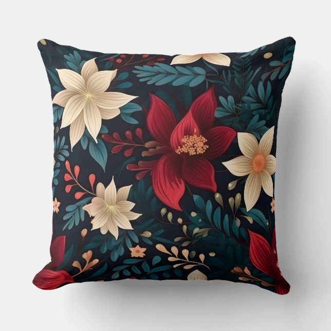 Botaniska blomstblommor kudde (Framsida)