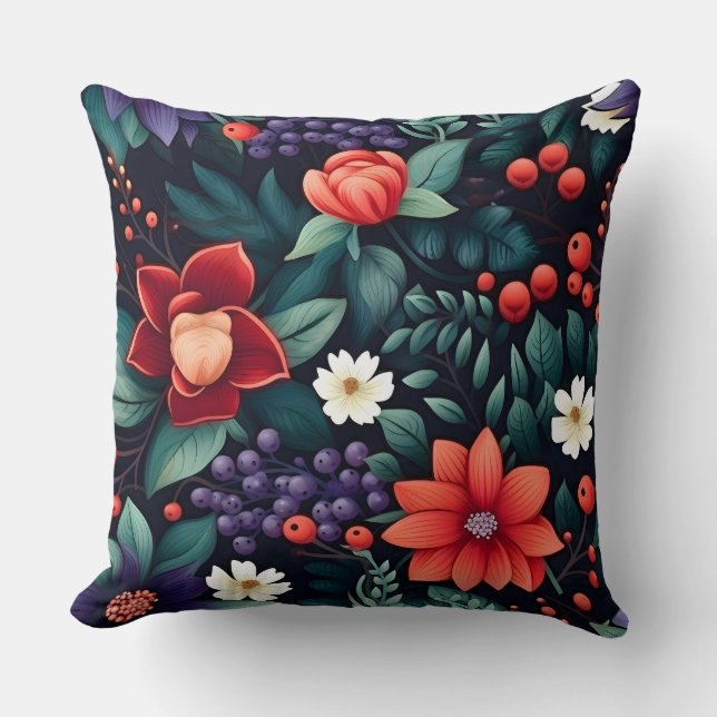 Botaniska blomstblommor kudde (Framsida)