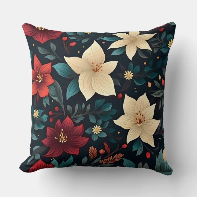 Botaniska blomstblommor kudde (Framsida)