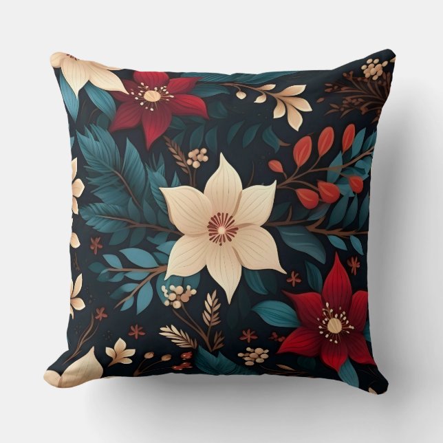 Botaniska blomstblommor kudde (Framsida)