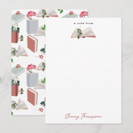 Botaniska böcker & mönster för biblioteksbok läsni anteckningskort