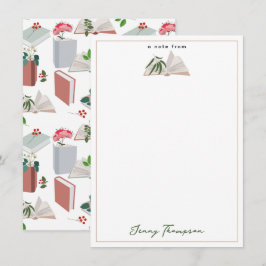 Botaniska böcker & mönster för biblioteksbok läsni anteckningskort