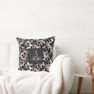 Botaniska Boho Bliss: Vit ros och Rosa Löv Kudde