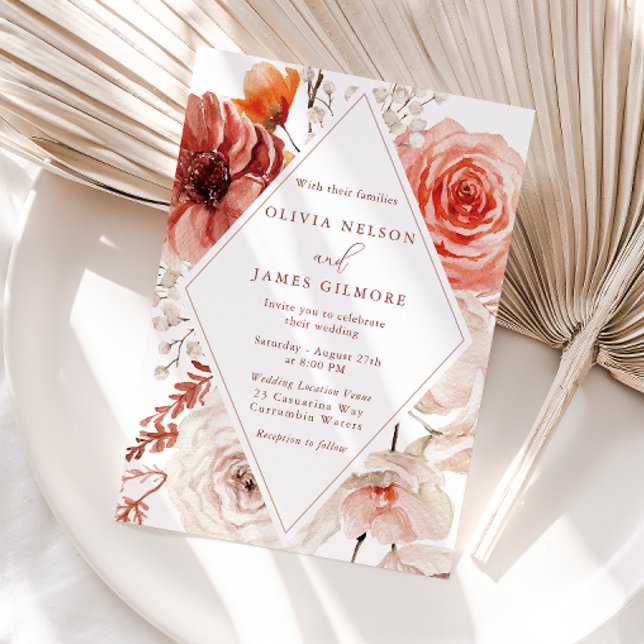 Botaniska Boho Blommigt Ram Bröllop Inbjudningar (Skapare uppladdad)