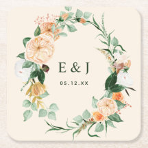 Botaniska Boho-Blommigten Greenery Monogram Bröllo