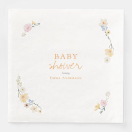 Botaniska Boho blommor Skript baby shower Pappersservett