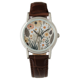 Botaniska Boho Blommor Växter Design 389 Armbandsur