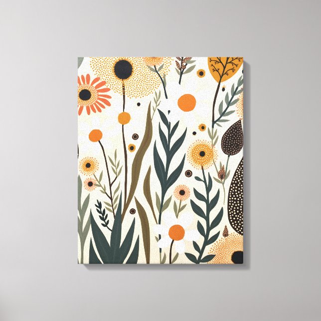 Botaniska Boho Blommor Växter Design 389 Canvastryck (Framsida)
