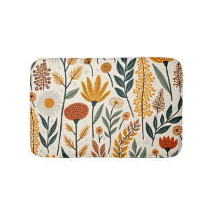Botaniska Boho Blommor Växter Design 390 Badrumsmatta
