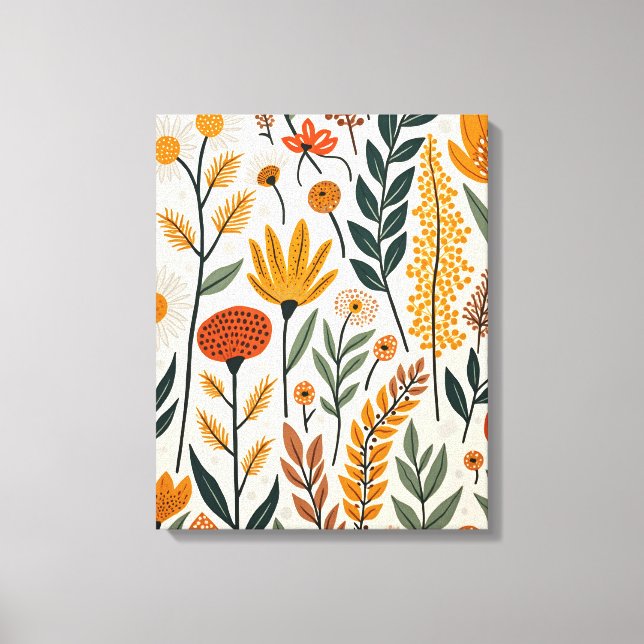 Botaniska Boho blommor Växter Design 390 Canvastryck (Framsida)