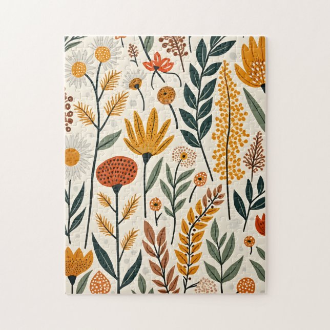 Botaniska Boho blommor Växter Design 390 Pussel (Vertikal)