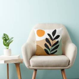 Botaniska Boho Earthy Färg Abstrakt Art Kudde