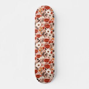 Botaniska Boho Fall Wildblommor Meadow Mönster Mini Skateboard Bräda 18,5 Cm