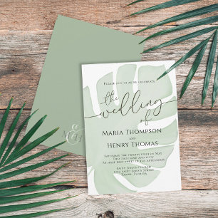 Botaniska Boho Foliage Grönt Handflatan Löv Waterc Inbjudningar