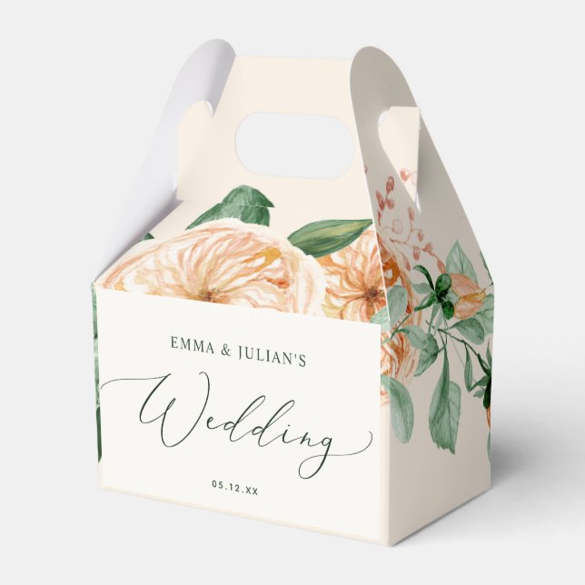 Botaniska Boho Greenery Blommigt Peach Bröllop Presentaskar (Framsidan Sidan)