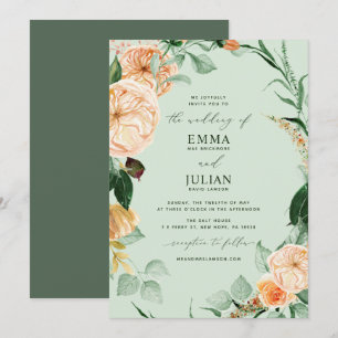 Botaniska Boho Greenery Elegant Sage Grönt Bröllop Inbjudningar