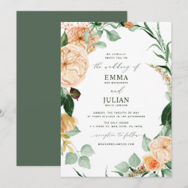 Botaniska Boho Greenery Elegant White Bröllop Inbjudningar