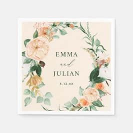 Botaniska Boho Greenery Peach Personlig Bröllop Pappersservett