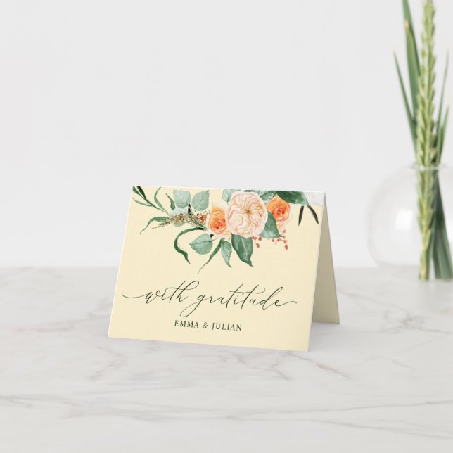 Botaniska Boho Greenery Personlig Namn Bröllop Tack Kort (Framsida)